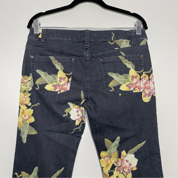 Free People Floral Bali Flare Leg Jeans Low Rise Stretchy In Miami Night Size 28 - Picture 9 of 10